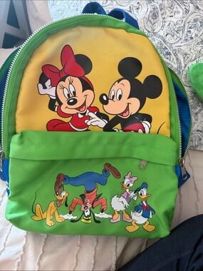 Disney Yellow, Green & Blue Kids Backpack with Mickey & Friends